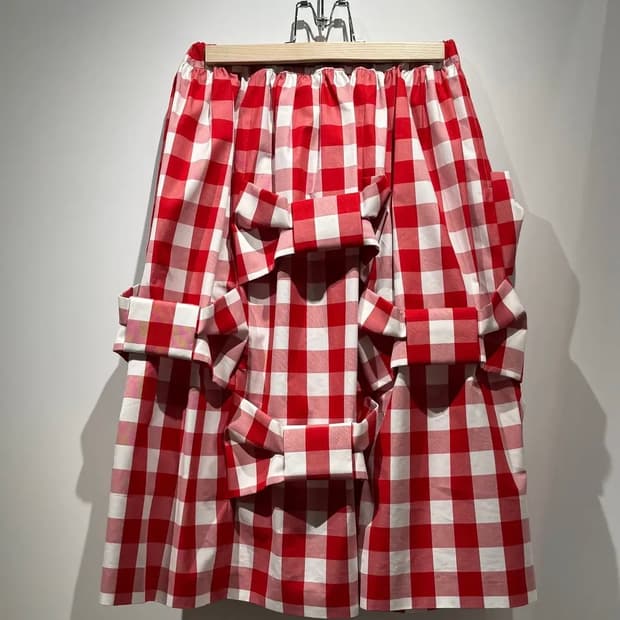 26ss commedesgarcons girl 깅엄 체크 리본 스커트 S