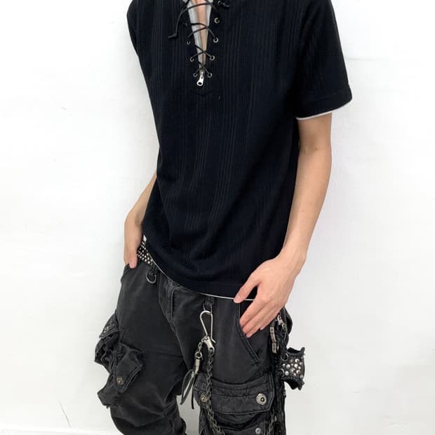 Lace up detail top