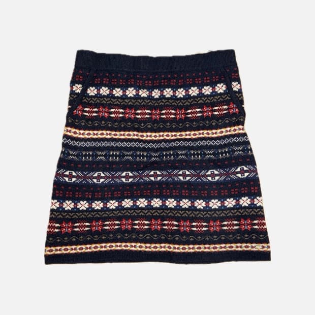 타미힐피거 노르딕 울 캐시미어 페어아일 니트 패턴 스커트 S