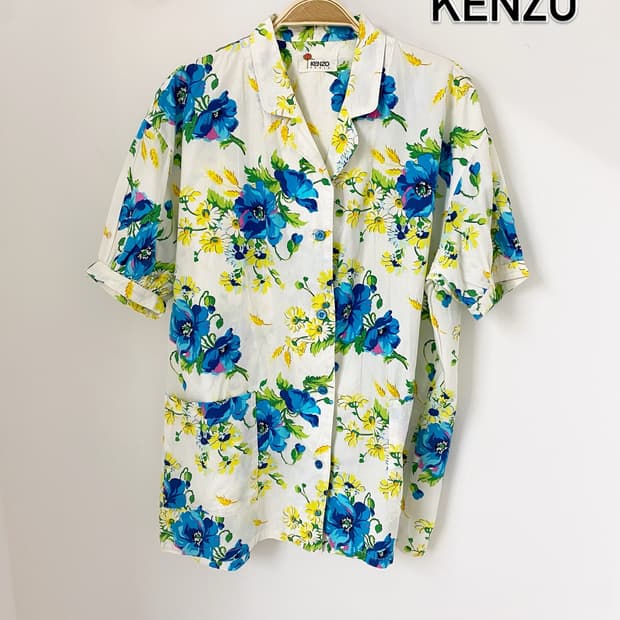 KENZO 블루 플라워 반팔 셔츠