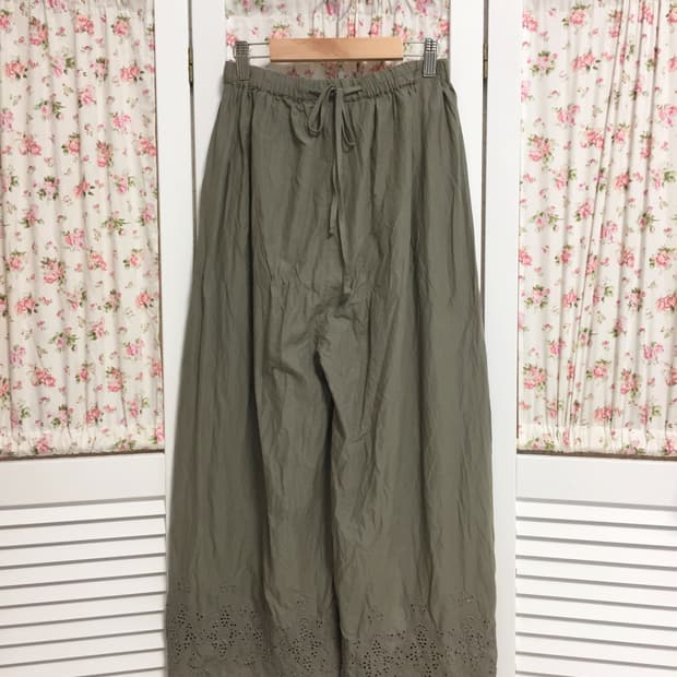 빈티지 크로셰 면 팬츠