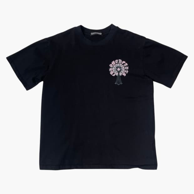 크롬하츠 Chrome Hearts 블랙 홀스슈 로고 반팔 티셔츠 L