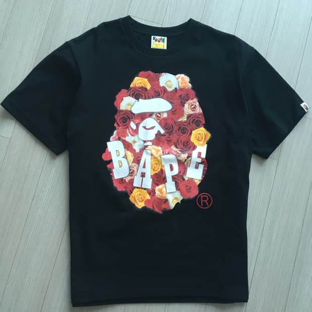 베이프 로즈 에이프 헤드 티셔츠 블랙