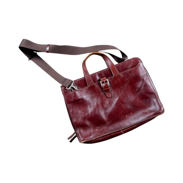 Takeo Kikuchi 리얼 레더 레드브라운 크로스 백 