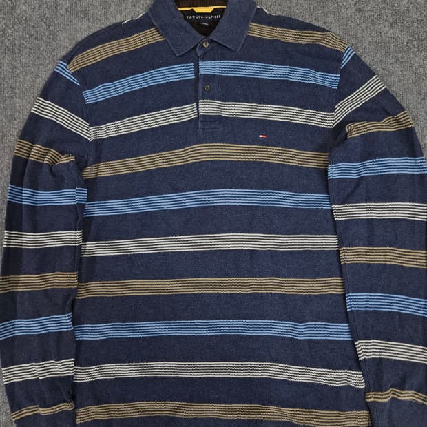 타미힐피거 스트라이프 긴팔 폴로셔츠 급처