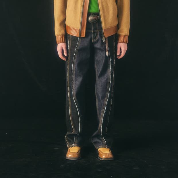 33 새제품) 앤더슨벨 티모시 패널 와이드 팬츠 커브드 청바지 32 34