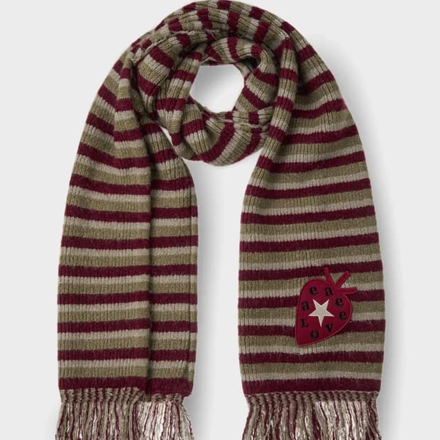 에이이에이이 스트라이프 태슬 머플러(버건디)