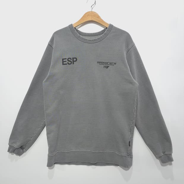 에스피오나지 ESPIONAGE 코튼 크루넥 맨투맨 그레이 XL