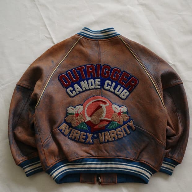 90s 아비렉스 레더 바시티 자켓