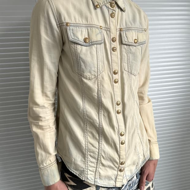 발망 아카이브 블리치 데님 셔츠