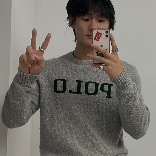 폴로랄프로렌 빅로고 울 니트