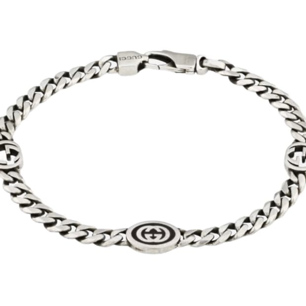 구찌 인터로킹 G 브레이슬릿 실버 