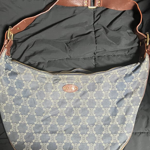 올드 셀린느 데님 트리옹프 패턴 크로스백