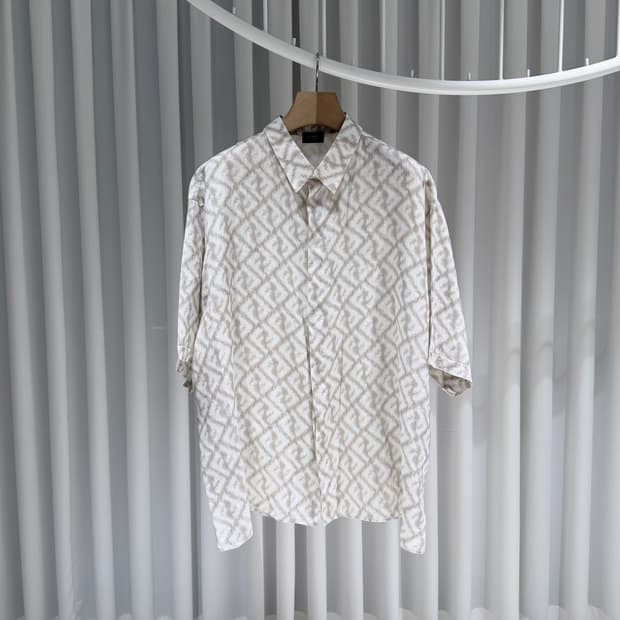 (A+/46) / 펜디 FF 모티프 린넨 반팔 셔츠