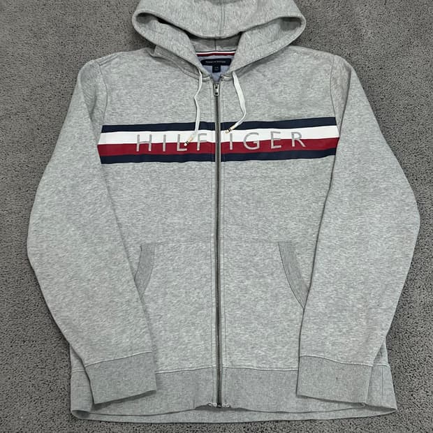 (L) 타미힐피거 글로벌 로고 후드 집업 자켓
