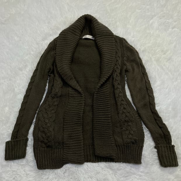빈티지 브라운 꽈배기 가디건 y2k 스트릿 갸루 펑키 일본빈티지674