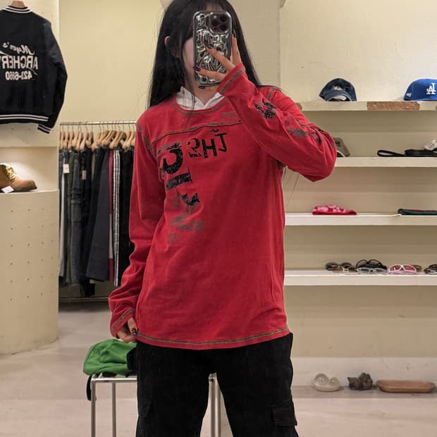 디젤 그래픽 워싱 긴팔 티셔츠 U1127