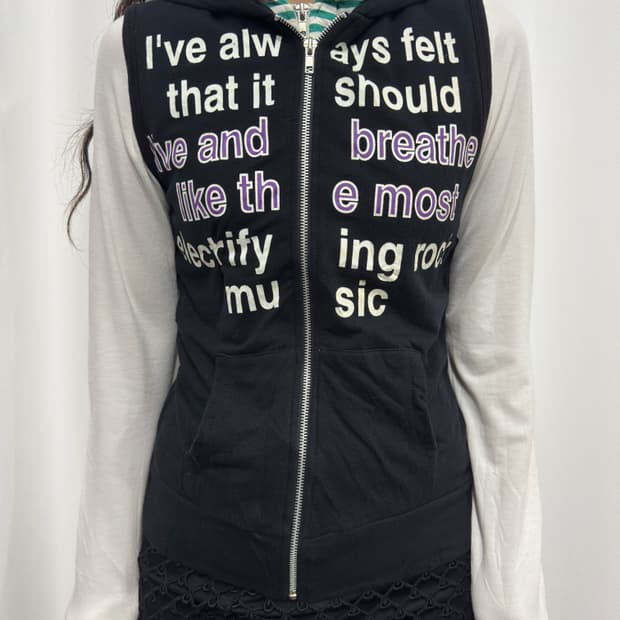 layered hood vest zipup