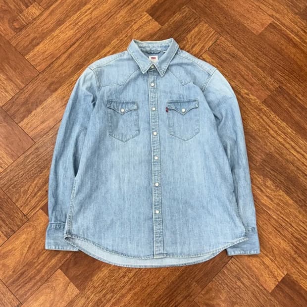 리바이스 스탠다드 연청 데님 웨스턴 남방 셔츠(L)