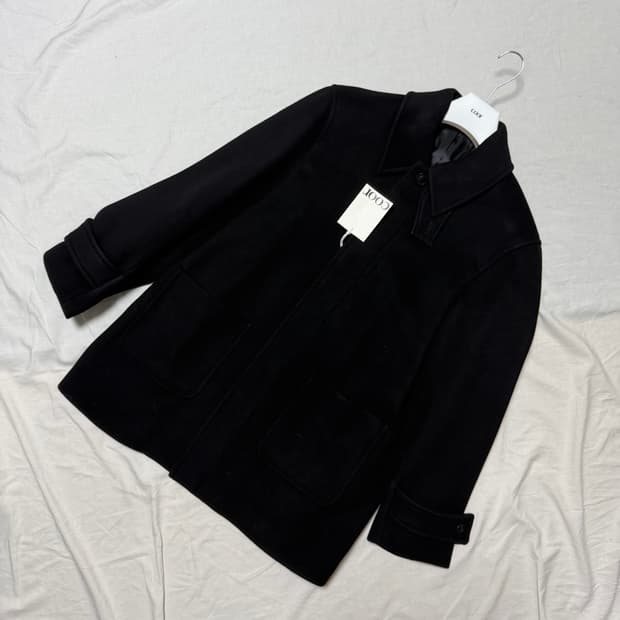 쿠어 벨란디 캐시미어 블렌드 하프 코트 (블랙/L)