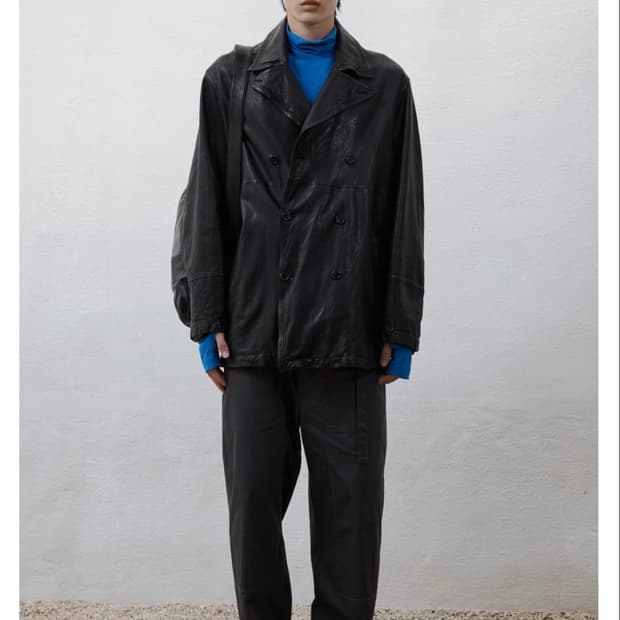 유스 워시드 레더 피코트 M size 