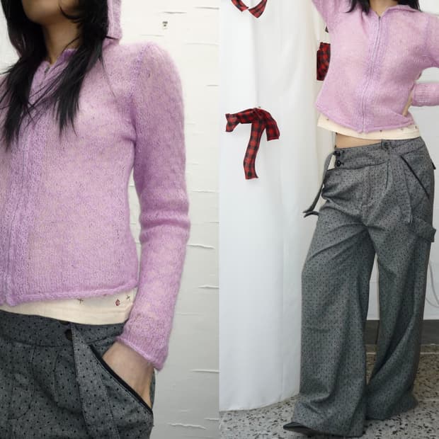 Pink hoodie zip-up cardigan