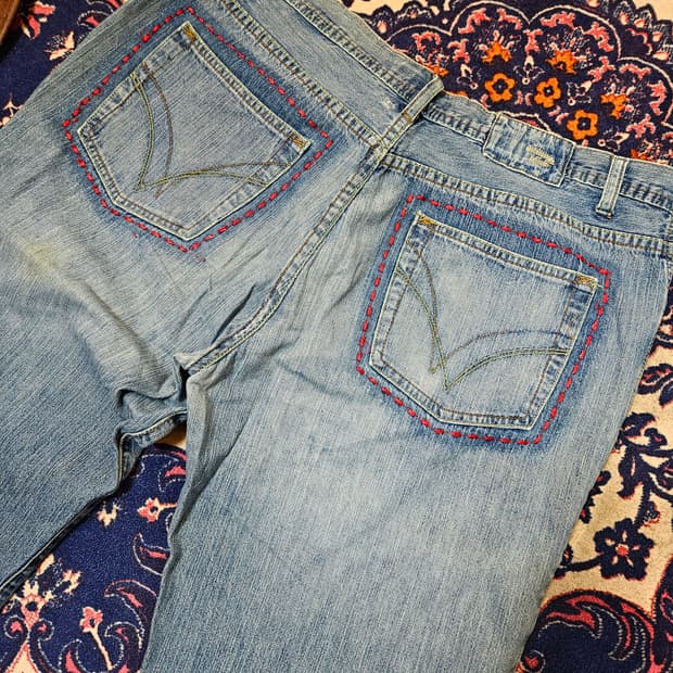 디젤(Diesel) in Italy 빈티지 스티치 데님 팬츠 38size