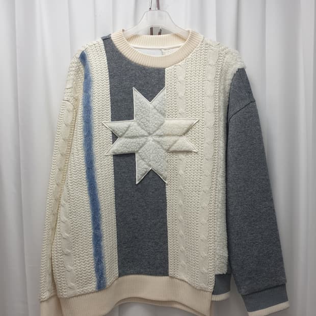 솔리드옴므 오버핏 멀티원단 니트 100사이즈