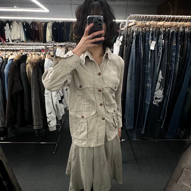 M)Haversack 하버색 빈티지 베이지 린넨 헌팅자켓