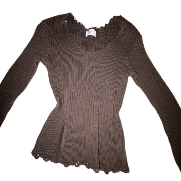 갈색 골지니트 brown ribbed knit