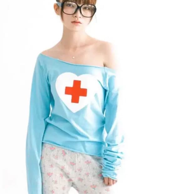 샵페어리 하트 컷 오프 티셔츠 일괄 (민트 브라운 로즈)