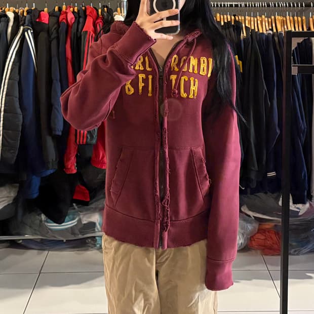 아베크롬비 버건디 후드집업