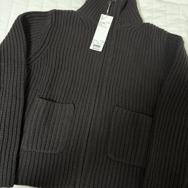 새상품) 유니클로 U 램스울블렌드 니트집업 자켓 다크 브라운 L