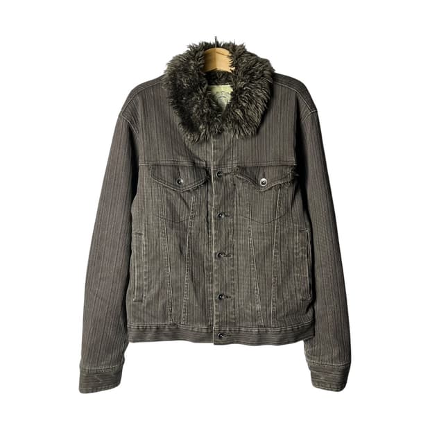 [JUNGLE STORM] 정글스톰 퍼 트리밍 스트라이프 데님자켓