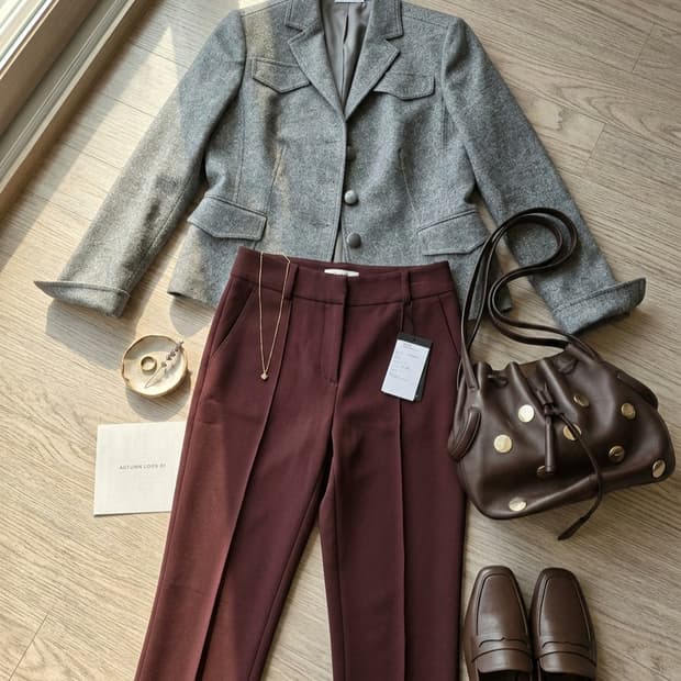 모조에스핀(MOJO.S.PHINE) 슬림 슬랙스 (와인/55)