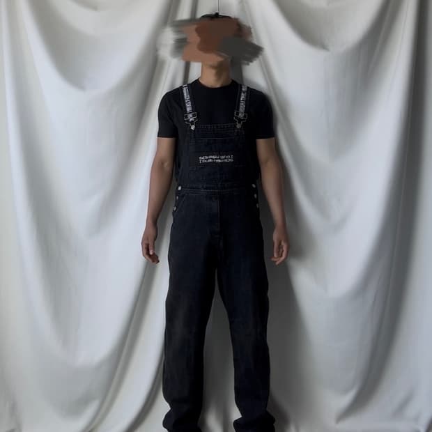 i am not a humanbeing 아임낫어휴먼비잉 워싱 멜빵 팬츠