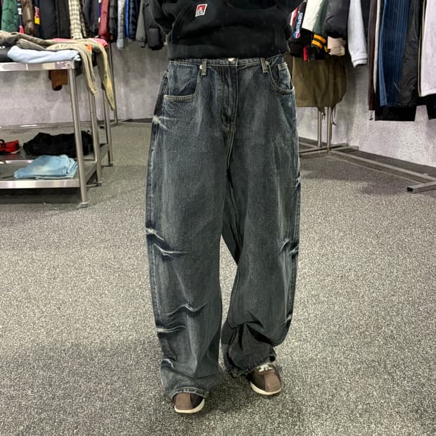 ANOLORCODE 포인트워싱 와이드데님팬츠 B3939