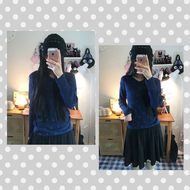 vintage flower pattern long sleeve navy