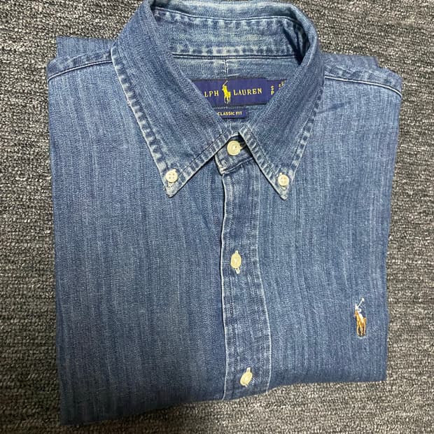 급처 신형  클래식핏 폴로 데님셔츠 청남방 RRL 알든 드레익스