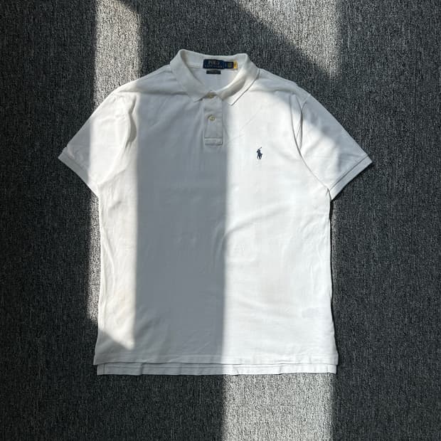 폴로 랄프로렌 커스텀 슬림핏 화이트 PK 반팔티