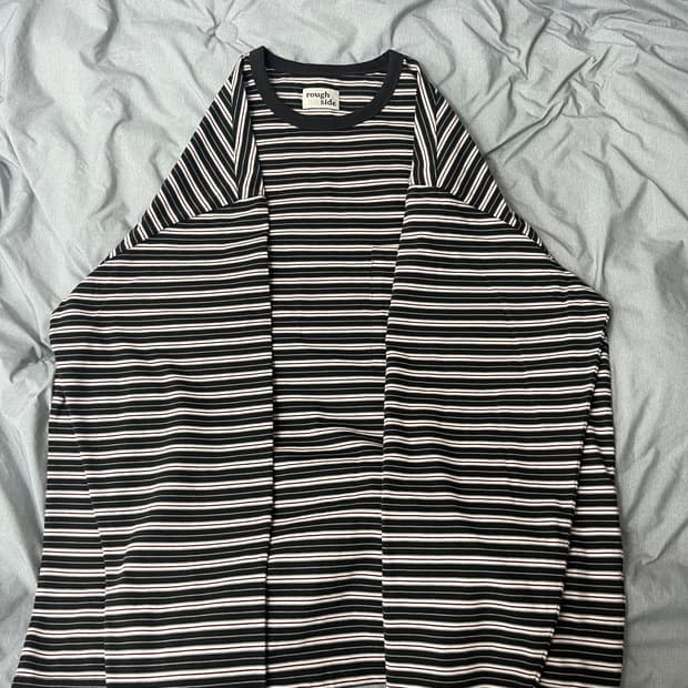 러프사이드 / 멀티 스트라이프 롱슬리브 차콜 / 3