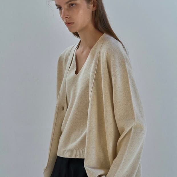 낫띵리튼 One button paper cardigan (Oatmeal)