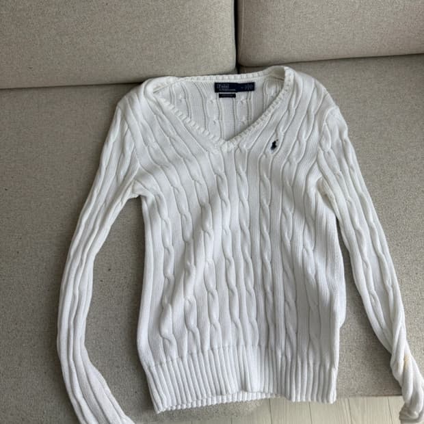 폴로랄프로렌 화이트 브이넥 니트