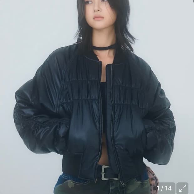 러닝하이 셔링 크롭 MA-1자켓 블랙 