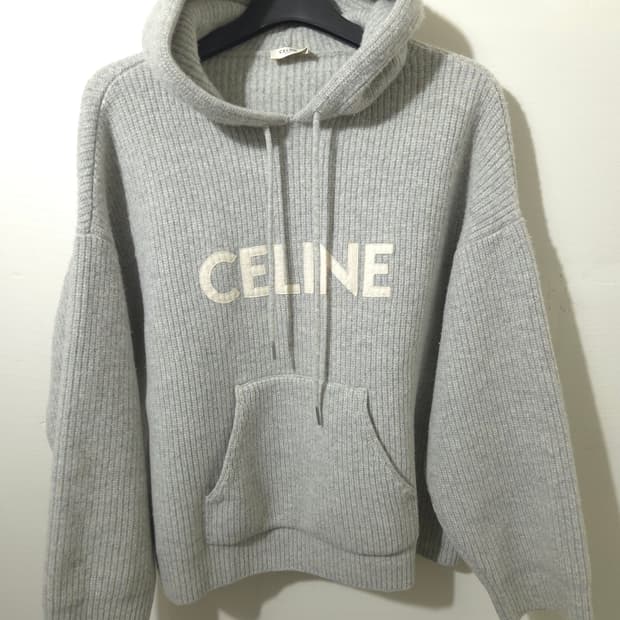 [새상품급] 셀린느 리브드 울 니트 후드 Gray L Size