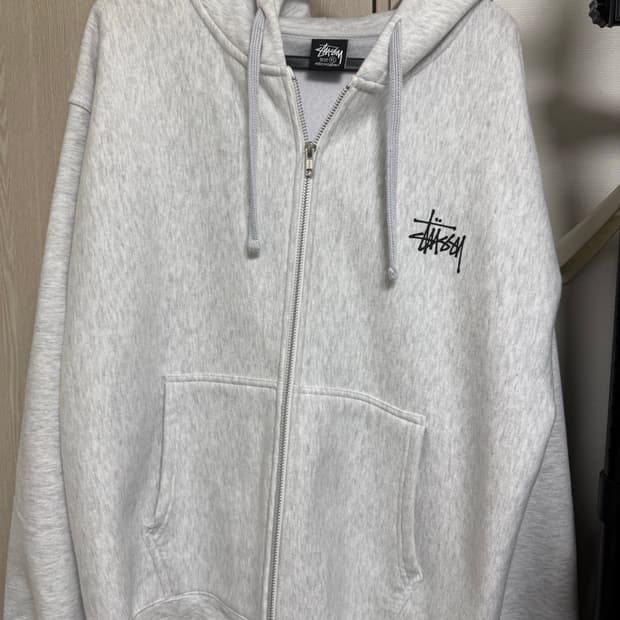 스투시 베이직 후드집업 애쉬 해더