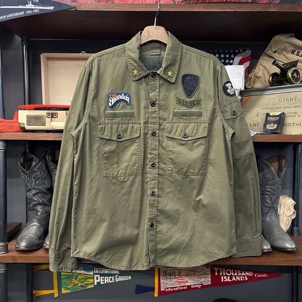 디젤 밀리터리 모티브 슈페리어 프로텍션 정글 퍼티그 셔츠 N1087