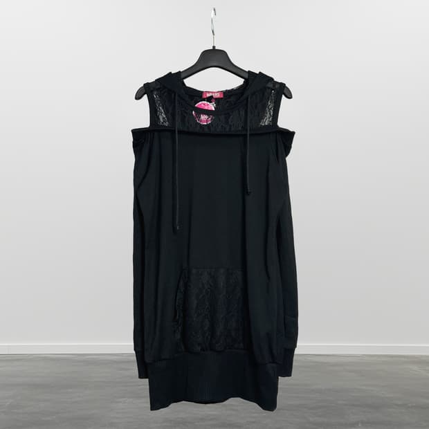 MARS AMOEBA MARS 오프 숄더 후드티