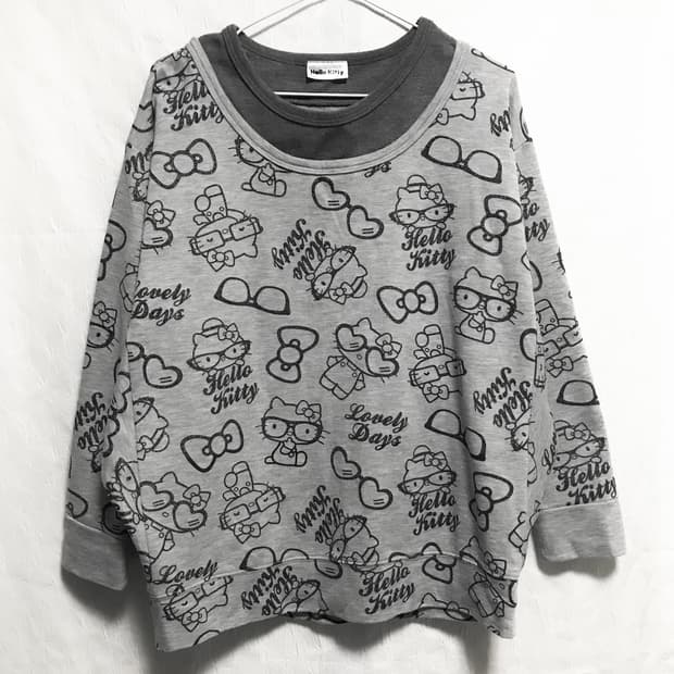 빈티지 갸루 헬로키티 레이어드 맨투맨