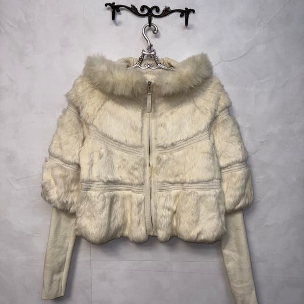 O’2ND rabbit&fox fur warmer hood jacket